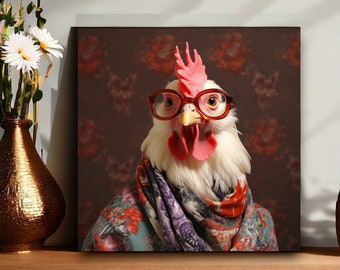 Pollo de granja urbana victoriano / Retrato de pollo / Impresión de pollo / Arte de pollo victoriano / Impresión de arte de pared de pollo / Cocina de decoración de pollo