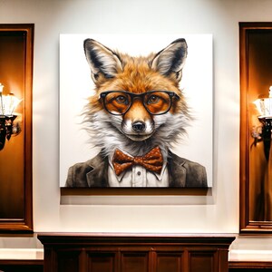 Urban Farm Fox Artwork | Dapper Fox | Fox Wall Art | Clever Fox Art | Animal Portrait Victorian | Cute Fox Gift | Fox Gifts | Cottagecore