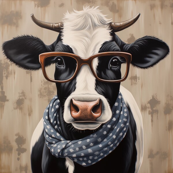 Urban Farm Dairy Cow | Cow Portrait | Cow Wall Art | Cow Artwork | Dairy Cow Painting | Dairy Cow Gifts | Cow Gifts for Cow Lovers | Cow