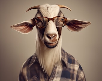 Arte de pared de cabra de granja urbana / Cabra Billy / Cabra de granja / Amante de la cabra / Regalos de cabra / Acuarela de cabra / Cabra linda / Regalos divertidos de cabra / Regalo de mamá cabra