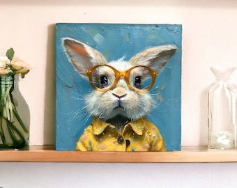 Retrato de conejito de granja urbana / Impresión de conejo / Lindo conejito de Pascua / Arte del conejito de Pascua / Conejito de Pascua Boho / Regalo de conejo / Guardería de conejos / Pascua
