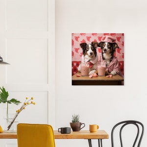 Urban Farm Valentine's Day Shepherd Dogs in Love Portrait Retro Modern Vintage Wall Art, Canvas/Wood/Metal Print Gifts & Home Decor image 4