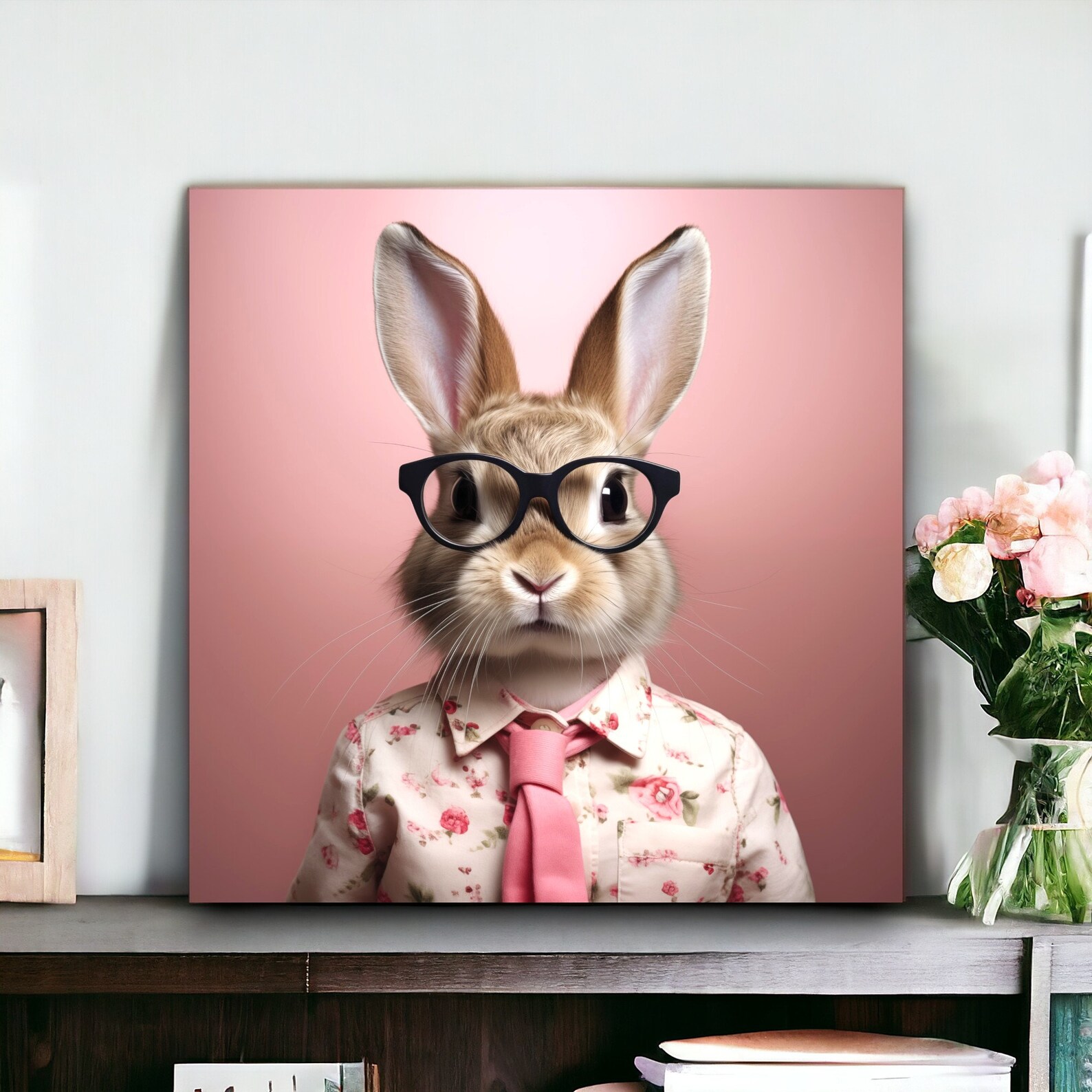 Urban Farm Bunny Portrait | Cute Bunny Print | Rabbit Print | Dressed ...