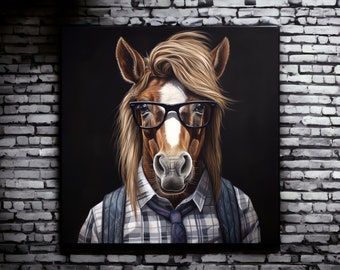Urban Farm Mustang Horse Print | Mustang Horse Gift | Horse Canvas Art | Abstract Horse Art | Horse Portrait | Canvas Wood Metal Prints