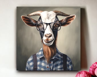 Arte de pared de cabra de granja urbana / Cabra Billy / Cabra de granja / Amante de la cabra / Regalos de cabra / Acuarela de cabra / Cabra linda / Regalos divertidos de cabra / Regalo de mamá cabra