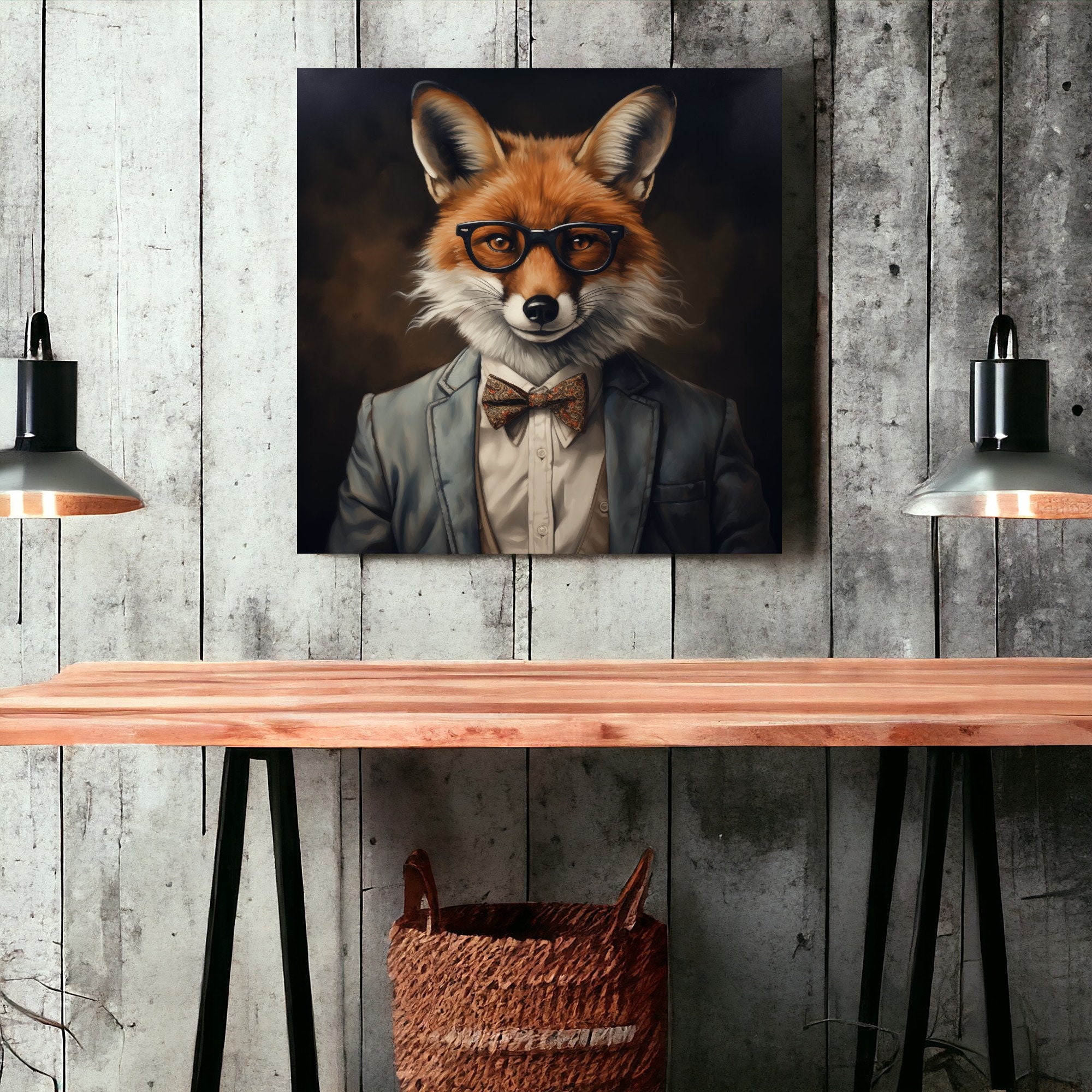 Work Fox Urban Farm Fox Artwork | Fox With Glasses | Victorian Animal Portrait ...