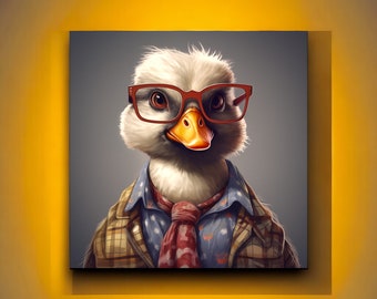 Impresión de pato de granja urbana / Arte de la pared del pato / Regalos del amante del pato / Impresión del arte del pato / Arte lindo del pato / Regalos del pato / Hipster animal / Arte del vivero del pato