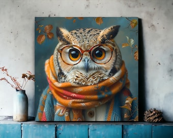 Urban Farm Owl Print Wall Art | Cute Owl Art | Barn Owl Art | Barn Owl Wall Art | Owl | Great Horned Owl Art | Clever Owl | Barred Owl Print
