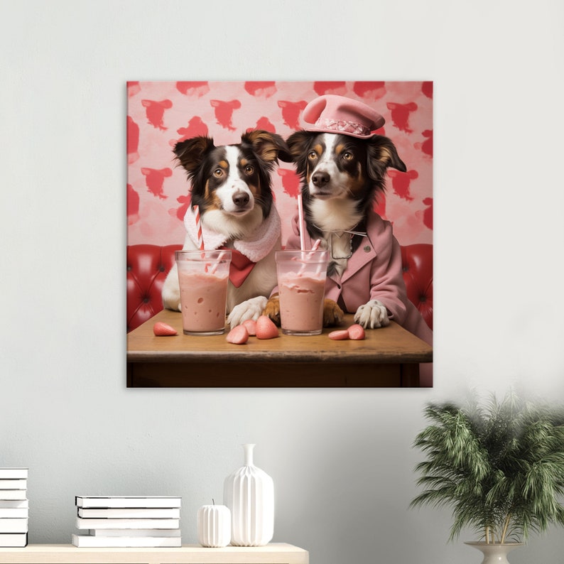 Urban Farm Valentine's Day Shepherd Dogs in Love Portrait Retro Modern Vintage Wall Art, Canvas/Wood/Metal Print Gifts & Home Decor image 6