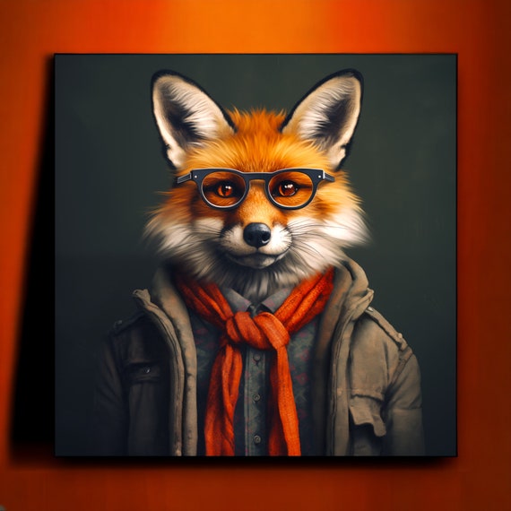 Urban Farm Fox Artwork | Fox With Glasses | Colorful Animal