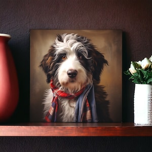 Urban Farm Bernedoodle Art | Bernedoodle Print | Bernedoodle Gift | Doodle Dog Art | Colorful Dog Portrait | Bernedoodle Decor | Bernedoodle
