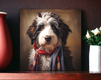 Urban Farm Bernedoodle Art | Bernedoodle Print | Bernedoodle Gift | Doodle Dog Art | Colorful Dog Portrait | Bernedoodle Decor | Bernedoodle