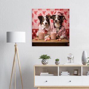 Urban Farm Valentine's Day Shepherd Dogs in Love Portrait Retro Modern Vintage Wall Art, Canvas/Wood/Metal Print Gifts & Home Decor image 3