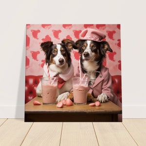 Urban Farm Valentine's Day Shepherd Dogs in Love Portrait Retro Modern Vintage Wall Art, Canvas/Wood/Metal Print Gifts & Home Decor image 2