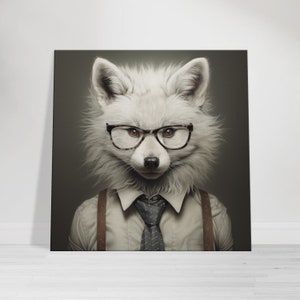 Urban Farm Arctic Fox | Arctic Animals Wall Art | Dapper Fox | Arctic Animals | Dashing Fox | Fox Art Print | Canvas Wood Metal Print