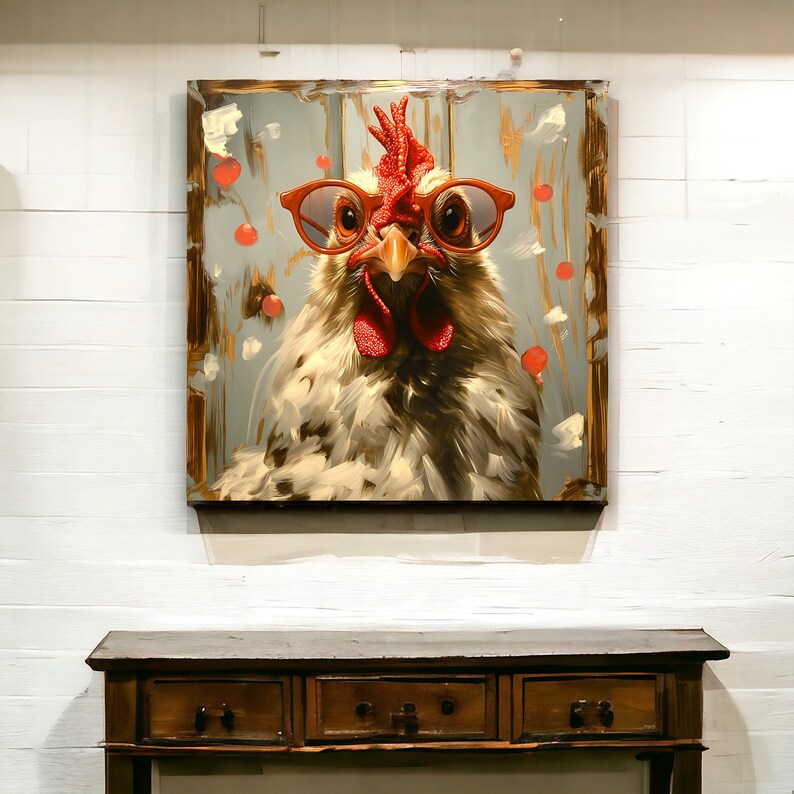 Urban Farm Chicken Decor Kitchen | Chicken Portrait | Chicken Wall Art ...