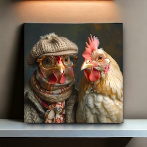Urban Farm Chicken Love | Victorian Chicken | Chicken Poster | Chicken Wall Art Print | Chicken Portrait | Chicken Gifts | Chicken Artwork