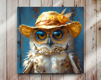 Urban Farm Cute Owl Art | Barn Owl Art | Barn Owl Wall Art | Owl | Owl Print Wall Art | Great Horned Owl Art | Clever Owl | Barred Owl Print