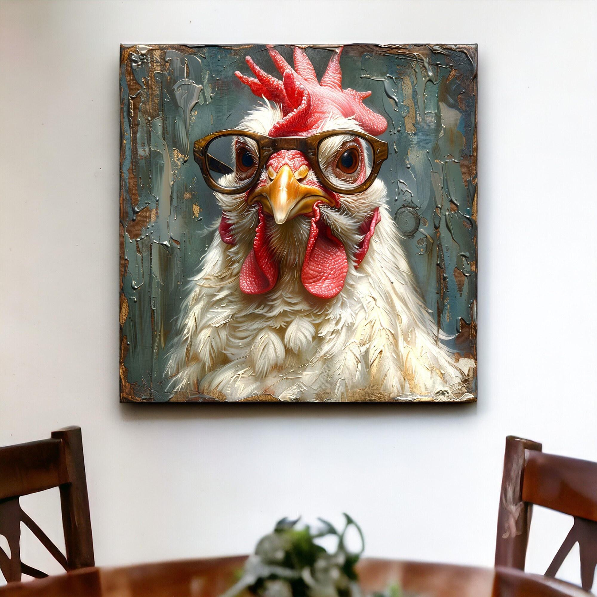 Urban Farm Chicken Wall Art Print Americana Hen Chicken Portrait ...