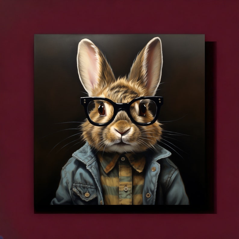 Rabbit Seriously Urban Farm Rabbit With Glasses | Cute Bunny Print | Colorful Animal ...