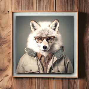 Urban Farm Fox Artwork | Victorian Fox | Victorian Animal Portrait | Fox Wall Decor | Fox Art Print | Fox Art Work | Fox Art | Fox Decor