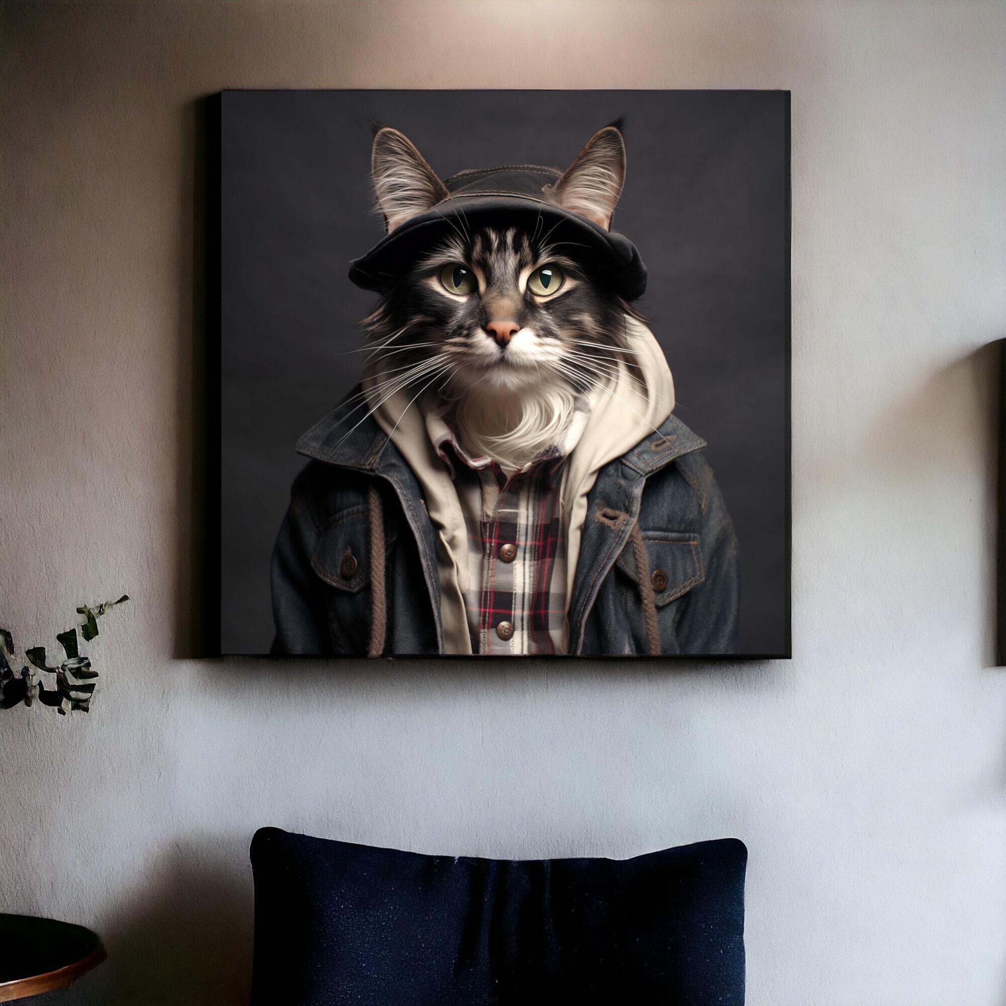 Urban Farm Grey Tabby Cat Art | Tabby Cat Print | Cat Portrait | Cat ...