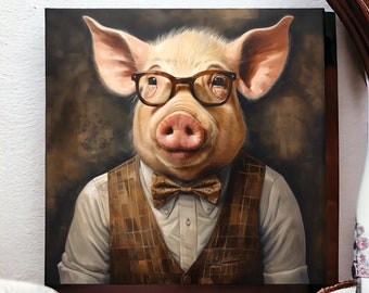 Urban Farm Pig Print | Cute Pig | Animal Portrait Victorian | Animal with Glasses | Pig Gifts for Pig Lovers | Barnyard Animals Print | Pig