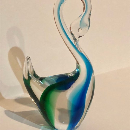 Murano Italy Sommerso Vintage top Handblown Glass Swan