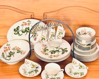 Warwick Wheeling China Company, Woodland pattern, Porcelain, Mid-Century,  shabby Chic, Retro, Vintage, Dinner Sets with Pieces