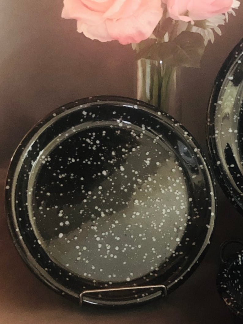 Crown Corning Vintage Granite Black Dinner Set Etsy