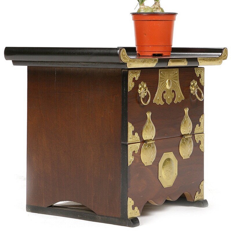 Oriental antique style nightstand with storage space Handmade Etsy