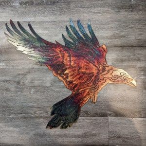 Eagle Metal Art with Colorful Patina Finish