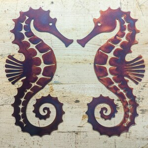 Divebombers Garage Seahorse Metal Wall Art – Raw Steel Cutout Home Decor Beach Sea Life