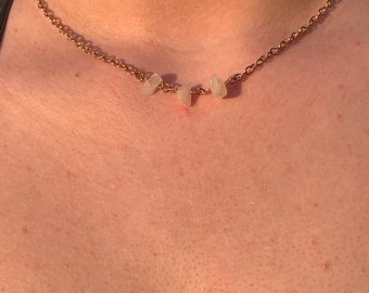 3pc Rose Quartz Necklace: Crystal Necklace, Gold Necklace, Rose Quartz Necklace, Earthy Aesthetic