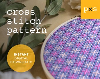Geometric Plaid Cross Stitch Pattern (Instant Digital PDF Download) — All-Over Cross Stitch Symbol and Color Chart by Pixastitch