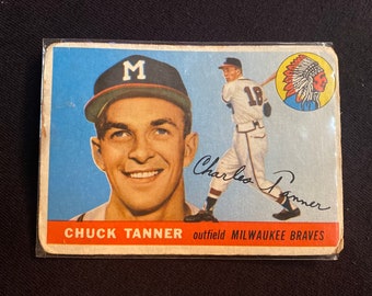 1955 Topps 161 Chuck Tanner Braves Baseball Card