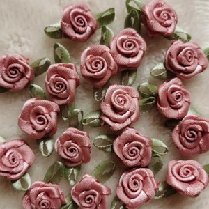 50 Mini Satin Rose Gold Rose, Ribbon Rose, Mini Size Ribbon Flower, Flower Craft Decoration Handwork DIY Party Decoration