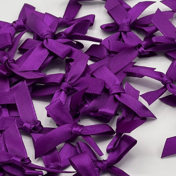 50  Purple Bows, Small Size Ribbon Bow, Flower Craft Decoration Handwork DIY Party Decoration