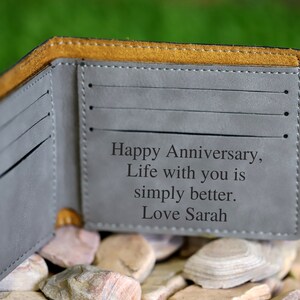 Regalo De Aniversario Para Esposo, Billetera Personalizada, Billetera Minimalista, Billetera Bifold De Cuero Para Hombres, Cuero Vegano Para Hombres, Billetera Para Novio