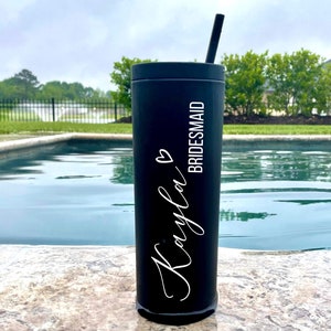 Bridesmaid Gift, Personalized Tumbler, 18 oz Acrylic Tumbler with Straw, Bachelorette Party, Bridesmaid Proposal, Wedding Cups Personalized