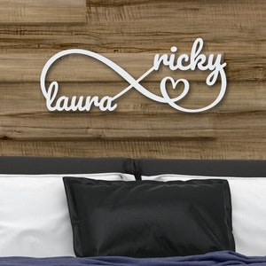 Infinity Sign with Names, Metal Wall Art, Personalized Metal Sign, Metal Infinity Sign with Hearts, Metal Signs Personalized Decor Wall