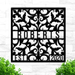 Personalized Family Name Metal Sign, Housewarming Gift, Door Hanger, Wedding Gift, Metal Monogram Sign