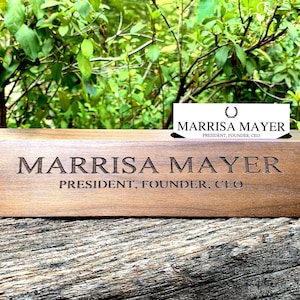 Engraved Business Card Holder, Desk Name Plate, Custom Name Sign, Personalized Wood Desk Name, Customized Walnut Desk Name, Executive Desk