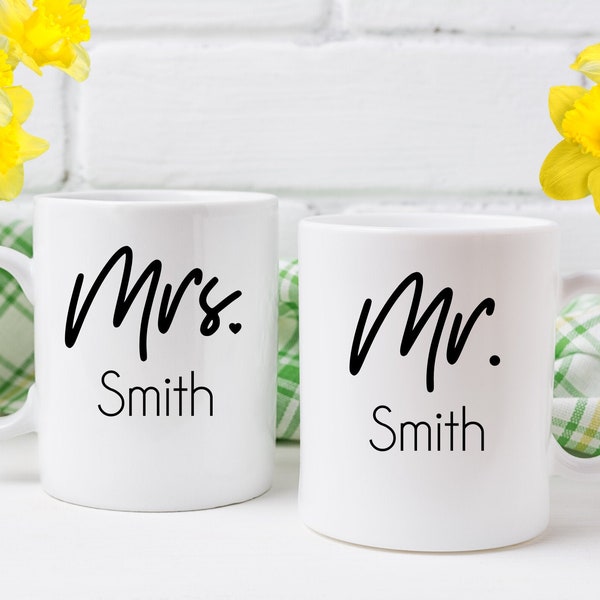 Personalized Mr and Mrs Mugs, Wedding Mugs Personalized, Mr and Mrs Gifts, Newlywed Mugs, Mr and Mrs Coffee Mugs, Mr and Mrs Coffee Cups