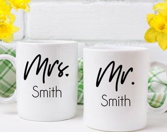 Personalized Mr and Mrs Mugs, Wedding Mugs Personalized, Mr and Mrs Gifts, Newlywed Mugs, Mr and Mrs Coffee Mugs, Mr and Mrs Coffee Cups