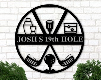 Personalized Golf Sign, Personalized Golf Decor, Golf Wall Art, 19th Hole Sign, Bar Sign, Metal Golf Sign, Golf Gifts for Men, Man Cave Sign