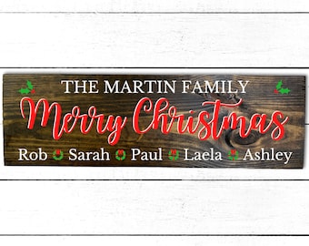 Merry Christmas Sign, Personalized Christmas Sign, Christmas Personalized Sign, Family Name Sign, Christmas Wood Sign,Custom Christmas Decor