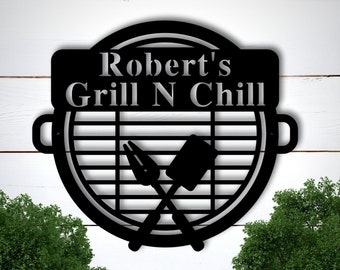 Personalized Metal BBQ Sign, Personalized Grill Sign, Personalized BBQ Sign, BBQ Grill Sign, bbq party Decor, Out Door Kitchen Metal Signs