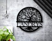 Custom Last Name Sign, Personalized Tree of Life Metal Sign, Metal Wall Art, Door Hanger, Housewarming Gift, Custom Sign for Family