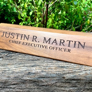 Desk Name Plate, Custom Name Sign, Personalized Wood Desk Name, Customized Walnut Desk Name, Executive Personalized Desk Name Plate Wooden image 1